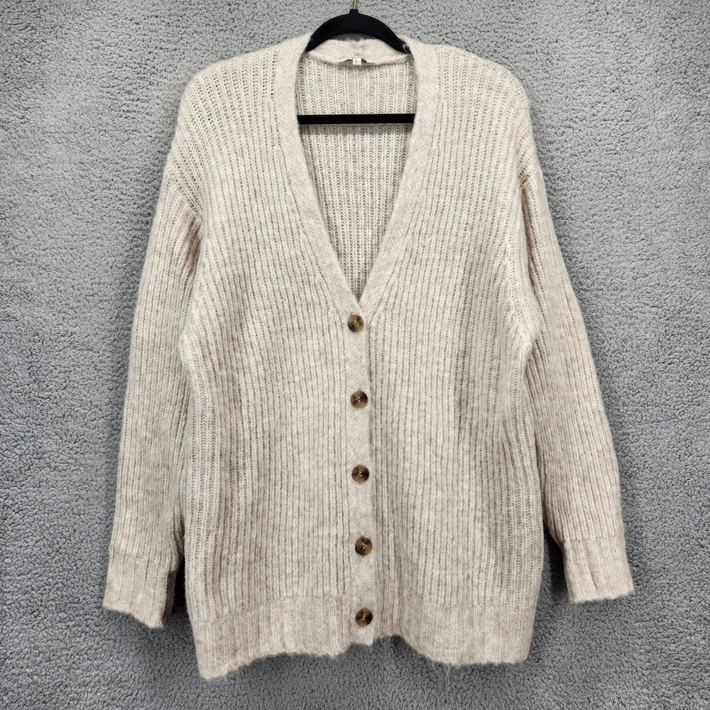 Z Supply Women Oatmeal Ribbed Knit V-Neck Cardigan Sweater Size Large